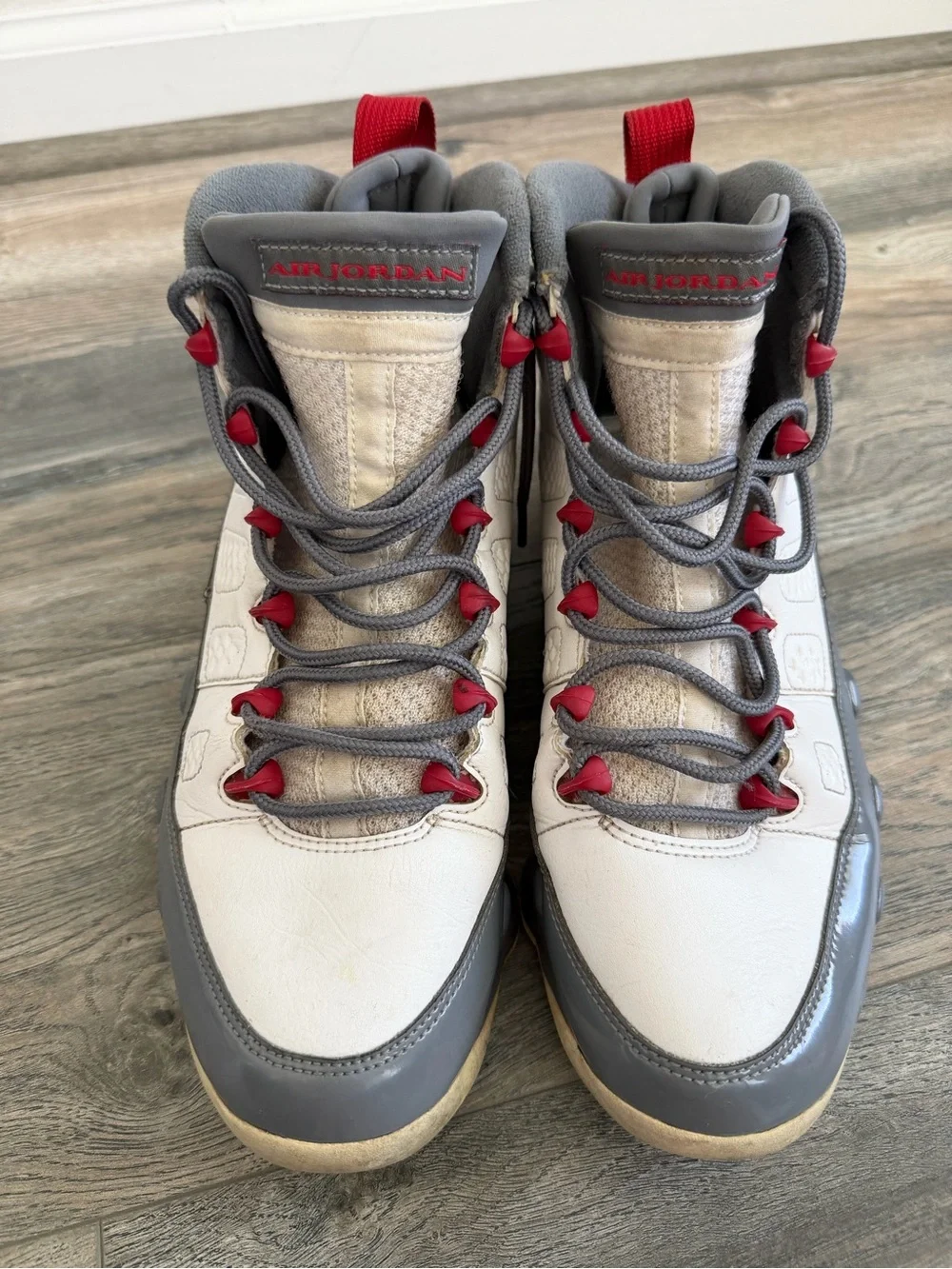 Nike Air Jordan 9 Retro GS White Fire Red Cool Grey Men’s Sneakers size 10